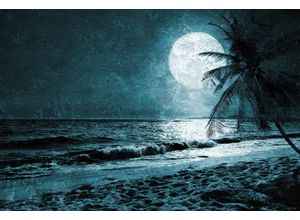 4059432177978 - Fototapete Atelier 47 Beach at Night 3 Tapeten Vlies Wand Schräge Decke Gr B L 4 m x 27 m blau (hellblau türkis schwarz) Fototapeten Strand Tapeten