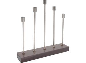 4063074443537 - Kerzenhalter KAYOOM Kerzenhalter Art Deco 525 silber (silberfarben) B9cm H40cm T40cm Ø0cm Metall Kerzenhalter