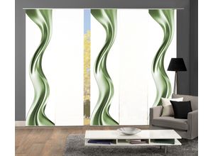 4056751516594 - Schiebegardine HOME WOHNIDEEN OAKLEY Gr 1 grün B60cm H245cm Polyester Gardinen SCHIEBEVORHANGSETSEIDENOPTIKDIGIDRUCK