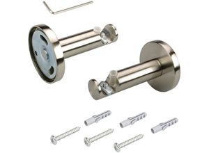 4016318197703 - Träger Gardinenstangenhalterungen Gr Ø 16 cm silberfarben (edelstahlfarben) Gardinenstangenhalter Gardinenstangenhalterungen für Gardinenstange Ø 16 mm