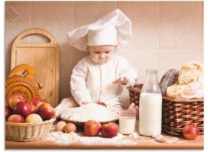4062144601600 - Wandbild ARTLAND Küche Junge Kind Backen Bilder Gr B H 40 cm x 30 cm Alu-Dibond-Druck Bilder von Kindern Querformat 1 St braun Kunstdrucke als Alubild Leinwandbild Wandaufkleber oder Poster in versch Größen