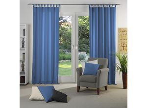 4004567413774 - Vorhang WIRTH Dim out blau Gardinen 145cm Schlaufen 142cm Polyester nach Maß B142cm H145cm