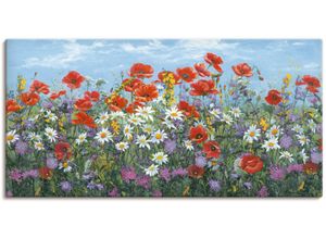 4055327160216 - Wandbild ARTLAND Almwiese Bilder Gr B H 60 cm x 30 cm Leinwandbild Blumenwiese 1 St bunt Bild Metallbild Metallbilder Bilder als Alubild Leinwandbild Wandaufkleber oder Poster in versch Größen