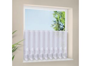 4007863705390 - Scheibengardine Leoni grau (anthrazit taupe weiß) B100cm H45cm Voile Polyester Gardinen Stickereipanneau mit Kugeln bestickt