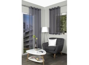 4056751419376 - Gardine HOME WOHNIDEEN DOLLY grau B140cm H175cm Voile Polyester Gardinen transparent