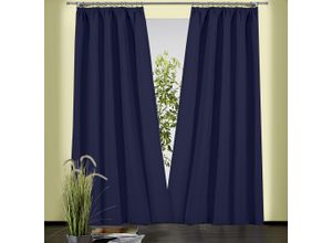 4005385822144 - Vorhang WECKBRODT Sento Gardinen Gr 150 cm Kräuselband 135 cm blau (dunkelblau) Kräuselband Gardine Gardine blickdicht Baumwolle matte Struktur unifarben
