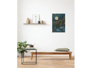 4055065030994 - Leinwandbild KOMAR Moon Waves - Größe 40 x 60 cm bunt (farbe bild(er) blau gelb weiß) B40cm Papier Holz Bilder Keilrahmenbild mi Echtholzrahmen