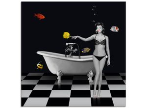 4059745789875 - Glasbild ARTLAND Ein Badezimmer für Fische Bilder Gr B H 20 cm x 20 cm Glasbild Frau quadratisch 1 St schwarz Bild Glasbild Glasbilder Bilder in verschiedenen Größen
