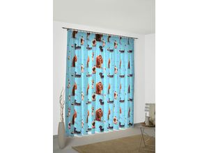 4004567329754 - Vorhang WIRTH Pets Gr 1 blau Gardinen Kinder 145cm Multifunktionsband 142cm Polyester Universal Pictures B142cm H145cm