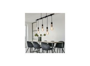 9007371480890 - Esszimmerleuchte hängend Hängelampe messing schwarz Pendelleuchte 4 Flammig Höhenverstellbar durch aufwickeln 4x E27 Fassungen LxBxH 100x6x120 cm