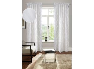 4068222401001 - Gardine BRUNO BANANI Lynn Gr 2 weiß B140cm H175cm Scherli Polyester Gardinen schöner Schal Scherli zeitlos und modern