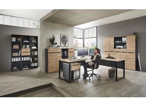 4250314559589 - Aktenregal INNOSTYLE Memphis Büroregal braun (artisan eiche) B45cm H197cm T38cm Dekorfolie FSC-zertifizierter Holzwerkstoff ABS-Kunststoff Hartfaserplatte Spanplatte Kunststoff Regale