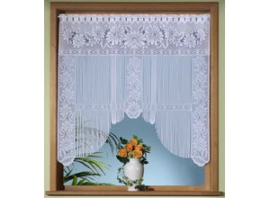 4005385829556 - Scheibengardine WECKBRODT EMILIA SG Gardinen Gr 105 cm Stangendurchzug 105 cm weiß Scheibengardinen halbtransparent Gardine Gardine Fadengardine Jacquard floral geblümt HxB 105x105 cm