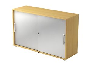 4032062024942 - Schiebetürenschrank je 1 Fachboden 1 Trennwand HxBxT 748 x 1200 x 400 mm Buche-Dekor   alusilber kaiserkraft