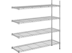 4061753091932 - Stahldraht-Gitterregal verchromt Fachlast 100 kg BxT 1220 x 460 mm Anbauregal Höhe 1370 mm 4 Fachböden kaiserkraft