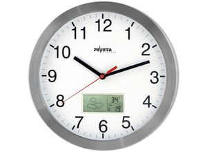 4250594505269 - Funkwanduhr mit digitaler Thermo-  Hygrometeranzeige Aluminium 300 mm kaiserkraft