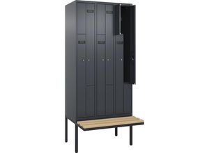 4068192987338 - Z-Spind Evolo PLUS Sitzbank 3 Abteile grau B 900 mm Zylinderschloss mit auskragender Sitzbank Buche kaiserkraft