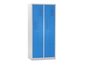 4061753004185 - eurokraft basic AMSTERDAM Z-Garderobenschrank Breite 800 mm 2 Abteile 4 Türen Türfarbe Lichtblau Korpus lichtgrau