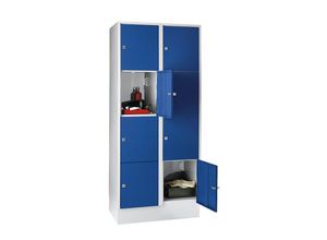 4250618210346 - 4er-Schließfachschrank München 2 Abteile lichtgrau   enzianblau B 800 mm mit Bodensockel Wolf