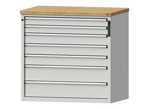 4014641817480 - Schubladenschrank NFC-Schloss 7 Schubladen HxBxT 1020 x 1065 x 685 mm grau