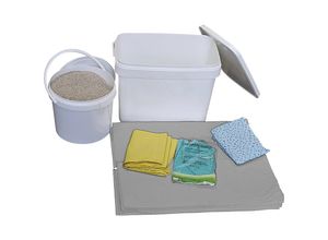 4262512390345 - eurokraft basic Leckage-Notfallbox mit Vliesen und Granulat Ausführung universal Vliese grau