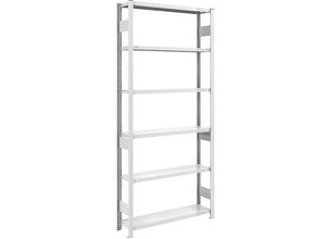 4250623789165 - Schwerlast-Steckregal grau beidseitig Regalhöhe 2500 mm 6 Böden Grundregal BxT 1000 x 300 mm hofe