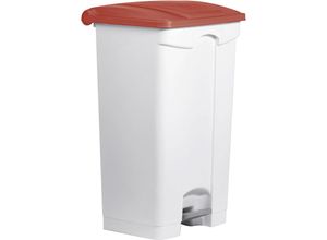 4012086080131 - helit Tretabfallbehälter Volumen 90 l BxHxT 500 x 830 x 410 mm weiß Deckel rot