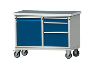 4014641149413 - Kompaktwerkbank BxT 1140 x 650 mm 1 Schrank 3 Schubladen fahrbar Universalplatte ANKE