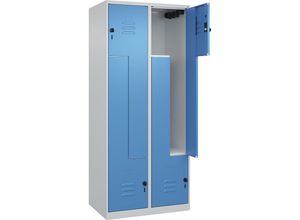 4067521321591 - Z-Spind Classic PLUS 2 Abteile lichtgrau   lichtblau B 800 mm mit Bodengleitern Drehriegel