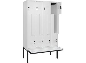 4067521116814 - Z-Spind Classic PLUS Sitzbank 4 Abteile verkehrsweiß B 1200 mm Sicherheits-Drehriegel auskragend Kunststoff C+P