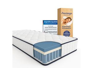 4250263743244 - LENA Federkernmatratze mit Memoryschaum 160x200cn Höhe 21cm Härtegrad H3  H4 HR Taschenfederkern Matratze Rollmatratze ergonomisch