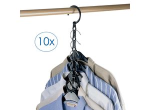4029845110114 - Mehrfach-Kleiderbügel RUCO Raumsparkleiderbügel 10er Set schwarz B800cm H3200cm T200cm Kunststoff Kleiderbügel Kleiderbügel Krawattenhalter Made in Germany