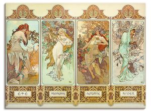 4055327997423 - Wandbild ARTLAND Die vier Jahreszeiten 1896 Bilder Gr B H 40 cm x 30 cm Leinwandbild Gruppen & Familien Querformat 1 St braun Bild Leinwandbild Kunstdrucke Bilder als Leinwandbild Wandaufkleber oder Poster in versch Größen