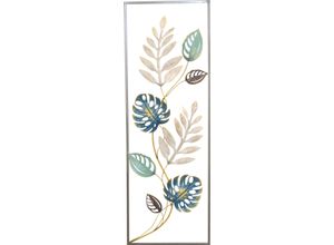 4046884059426 - Wanddekoobjekt bunt B31cm H90cm T3cm Ø3cm Metall HOFMANN LIVING AND MORE Wanddekoobjekte unterschiedlich große Blätter mit Metallrahmen