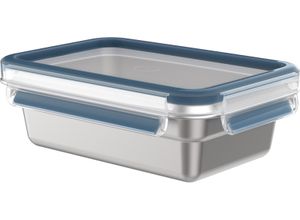 4009049538464 - Frischhaltedose Clip & Close Lebensmittelaufbewahrungsbehälter Gr B H L 138 cm x 65 cm x 20 cm blau (edelstahlfarben blau) Frischhaltedosen nachhaltig Edelstahl frost- spülmaschinen- und backofenfest