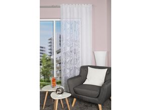 4056751338769 - Vorhang HOME WOHNIDEEN BLATTANO Gardinen Gr 245 cm Multifunktionsband 140 cm weiß Schlafzimmergardinen Gardine HxB 245x140