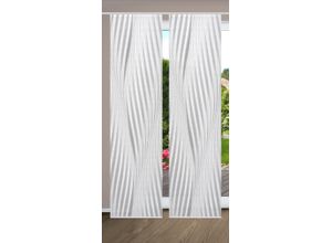 4056751442275 - Schiebegardine HOME IN GREEN RIWELO Gr 1 grau B60cm H245cm Polyester Gardinen SET DIGITALDRUCKBAMBUSOPTIK RECYCELT