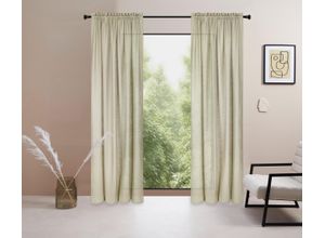 6941446633787 - Gardine LEGER HOME BY LENA GERCKE Marusha Gardinen Gr 145 cm Stangendurchzug 140 cm grün Stangendurchzug halbtransparent Leinenoptik gewebt verschiedene Größen