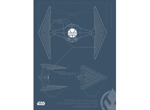 4055065165122 - Bild KOMAR Star Wars Blueprint Sith TIE-Fighter schwarz-weiß (farbe bild(er) schwarz weiß) B30cm H40cm Holz Papier Bilder Wandbild zur Dekoration im Kinderzimmer - ohne Rahmen