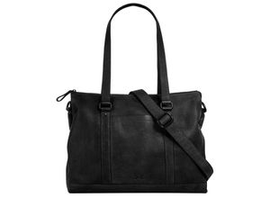 4022581333366 - Shopper SANSIBAR Damen Gr B H T 40cm x 32cm x 9cm onesize schwarz Leder leicht glänzend unifarben Taschen echt Leder