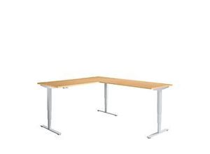 4251898809381 - Genius Winkelschreibtisch AERO FLEX elektr höhenverstellbar 90° Winkel wechselseitig B 2000 mm Buche weißalu + Memorypanel