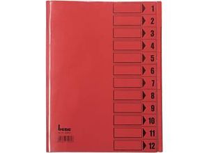 9003267700738 - bene Ordnungsmappe mit Schutzumschlag DIN A4 12-tlg rot intensiv