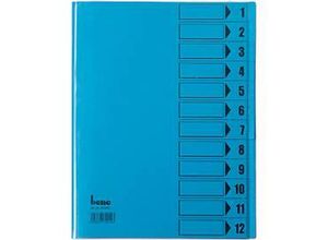9003267700134 - bene Ordnungsmappe mit Schutzumschlag DIN A4 12-tlg blau intensiv