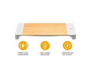4005197641377 - Monitor-Ständer mit kabelloser Ladefläche 2× USB-A + USB-C Schwarz 15 W
