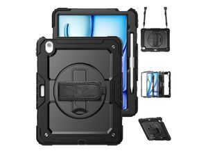 4255785117054 - Für Apple iPad Air 13 2025   2024 Hybrid 360 Grad Hülle Schultergurt