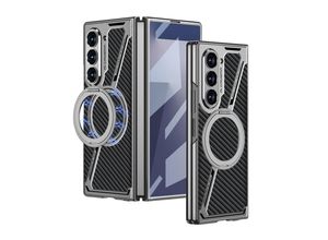 4255785189341 - Für Samsung Galaxy Z Fold7 Electroplating MagSafe Leder Hülle Carbon