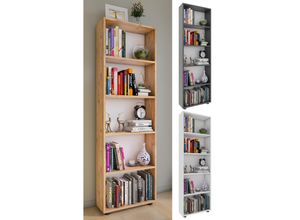 4051814420238 - Standregal Holz Aufbewahrung Stand Regal Bücherregal Deko Bücher Standregal Bulas 5 Fächer Gr 56 weiß B56cm H169cm T20cm Holzwerkstoff Holz Spanplatte Regale