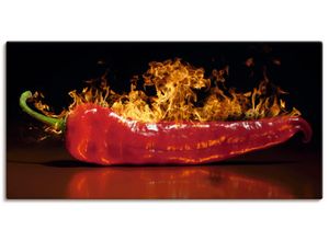 4055327243728 - Wandbild ARTLAND Roter scharfer Chilipfeffer Bilder Gr B H 60 cm x 30 cm Leinwandbild Lebensmittel Querformat 1 St rot Bild Metallbild Metallbilder Bilder als Alubild Leinwandbild Wandaufkleber oder Poster in versch Größen