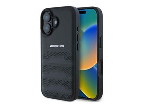 3666339345686 - AMG für Apple iPhone 16 Hardcase Debossed Lines Black Logo Hülle Case