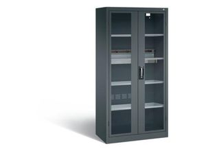 4064615955533 - C+P Akkuladeschrank Basic mit Sichtfenster aus Acrylglas H 1950 x B 930 x T 500 mm Anthrazit